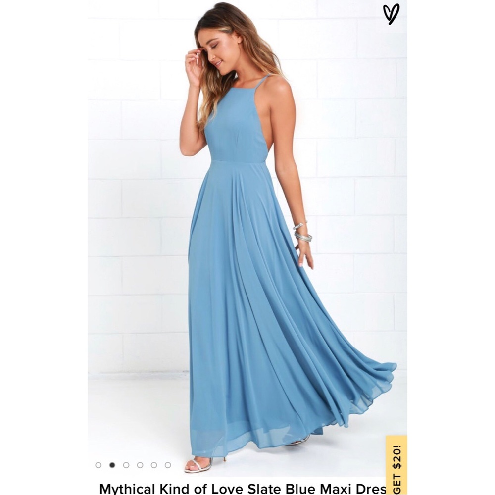 Lulus slate dusty blue maxi bridesmaid dress xl